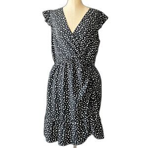 Polka Dot Dress Women's Size L Sleeveless V-Neck Elastic Waist FSL Apparel